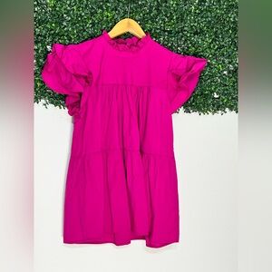 Anthropologie Maeve Ophelia Small Pink Tiered Ruffle Babydoll Tunic Top